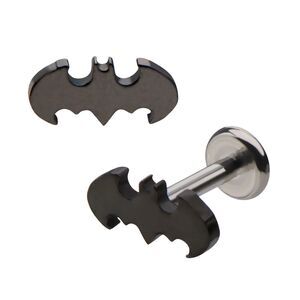 Batman Logo Labret Stud 14G 1/4” Internally Threaded DC Comics